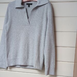 Banana Republic Light Gray V-Neck Sweater